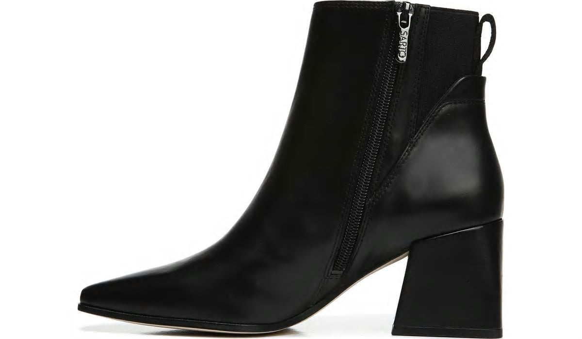 Sarto Brynn Block Heel Bootie - Black Leather