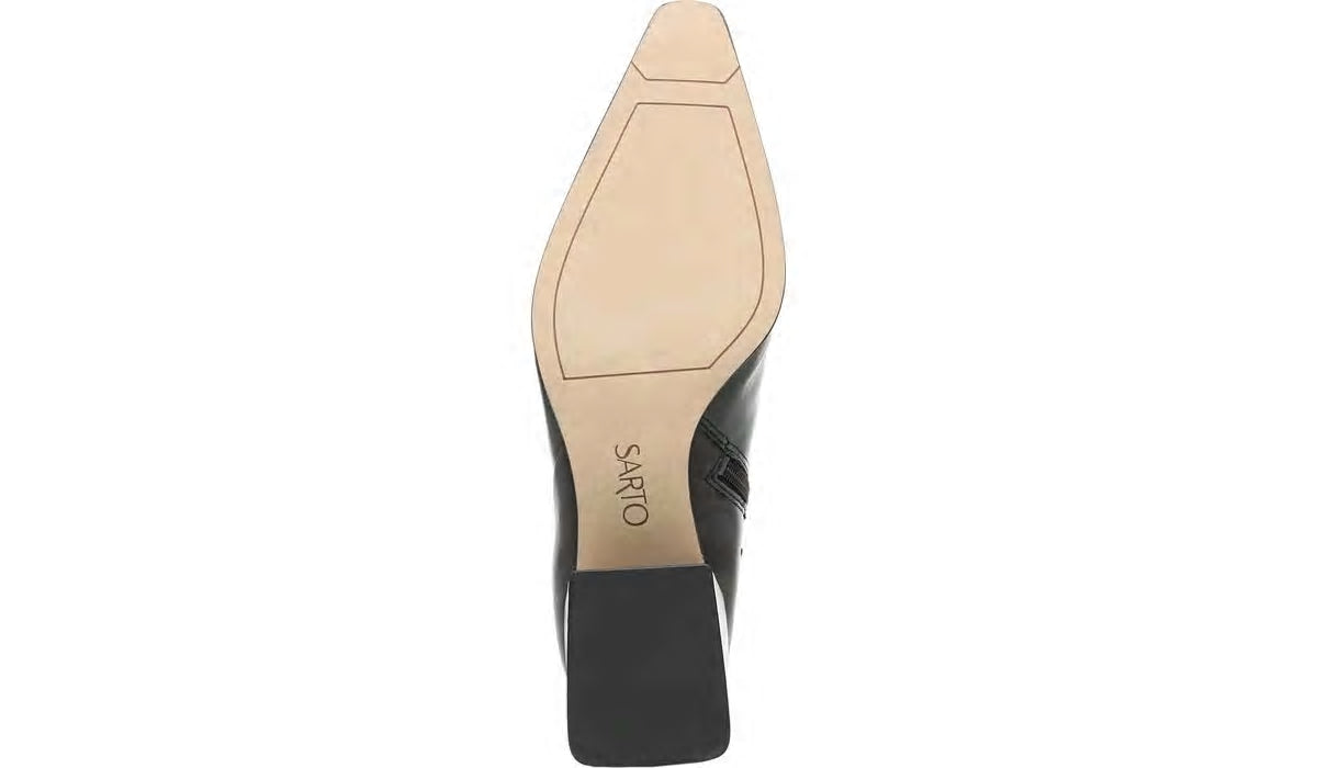 Sarto Brynn Block Heel Bootie - Black Leather