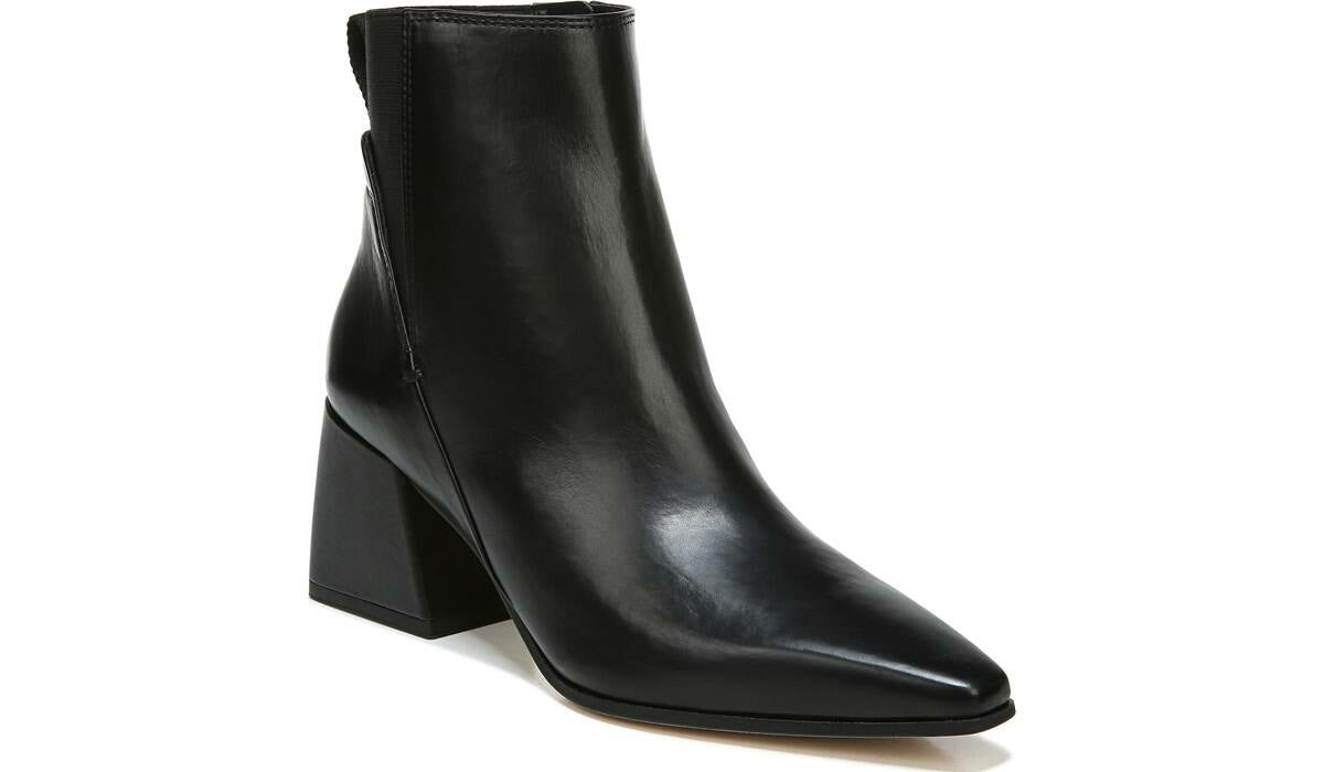 Sarto Brynn Block Heel Bootie - Black Leather