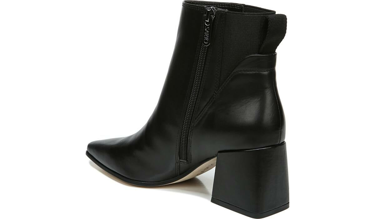 Sarto Brynn Block Heel Bootie - Black Leather