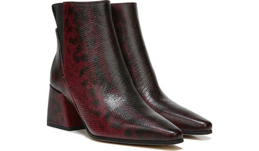 Sarto Brynn Block Heel Bootie - Bordeaux Leather