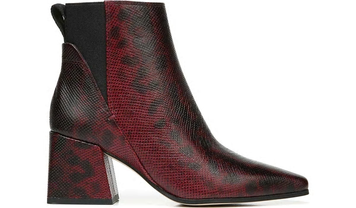 Sarto Brynn Block Heel Bootie - Bordeaux Leather