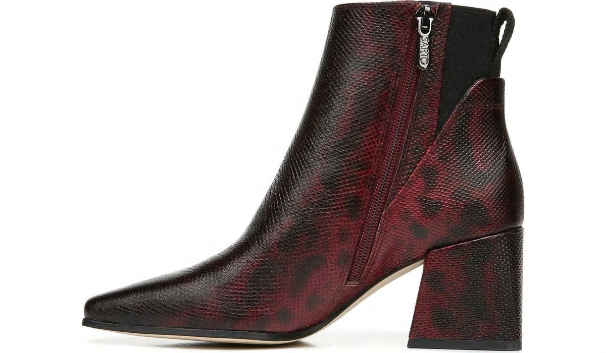 Sarto Brynn Block Heel Bootie - Bordeaux Leather