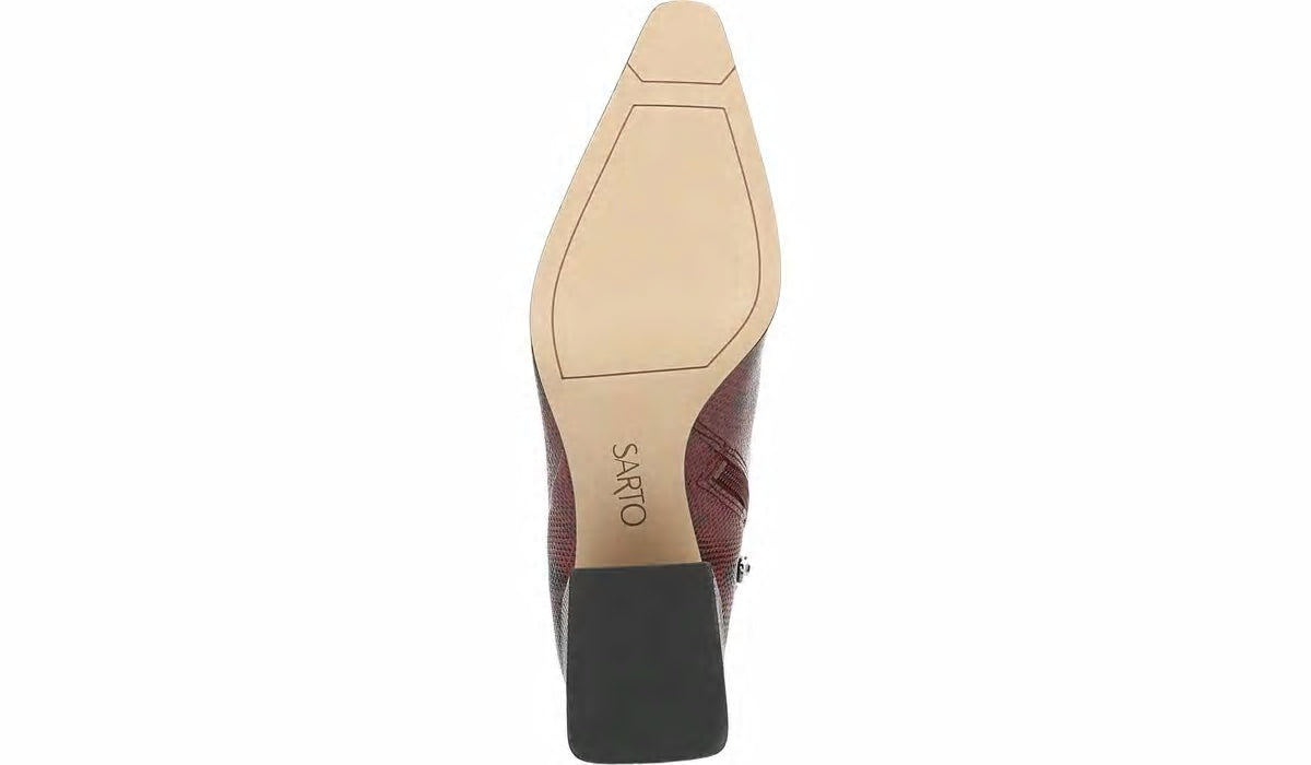 Sarto Brynn Block Heel Bootie - Bordeaux Leather