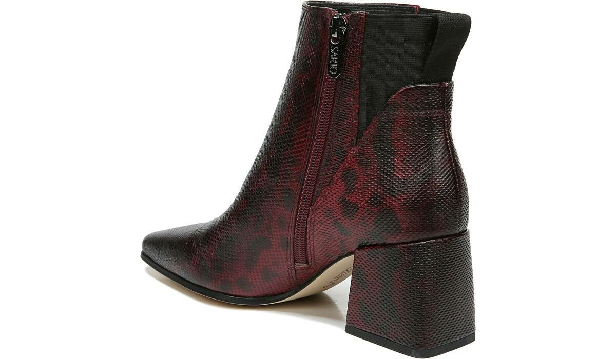 Sarto Brynn Block Heel Bootie - Bordeaux Leather