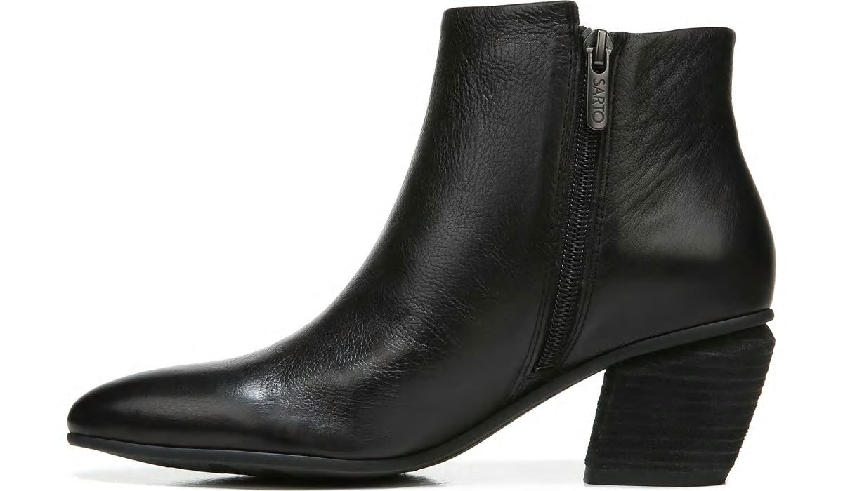 Sarto Kinga Block Heel Bootie - Black Leather
