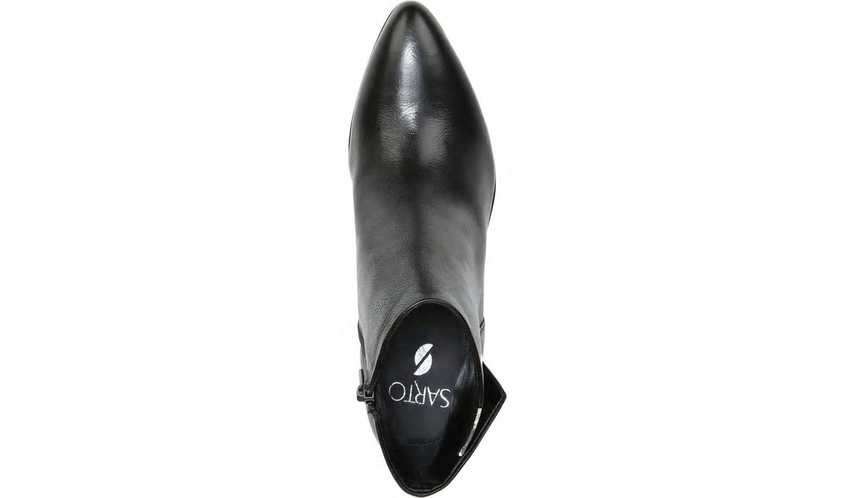Sarto Kinga Block Heel Bootie - Black Leather