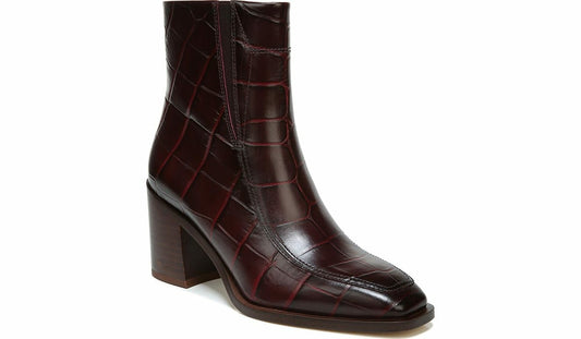 Sarto Romana Block Heel Bootie - Burgundy Leather