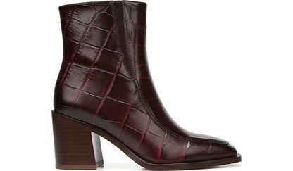 Sarto Romana Block Heel Bootie - Burgundy Leather