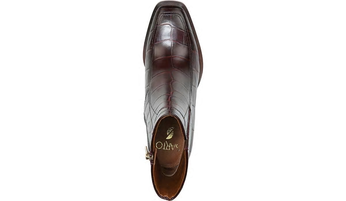 Sarto Romana Block Heel Bootie - Burgundy Leather