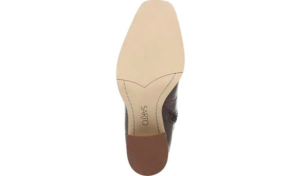 Sarto Romana Block Heel Bootie - Burgundy Leather