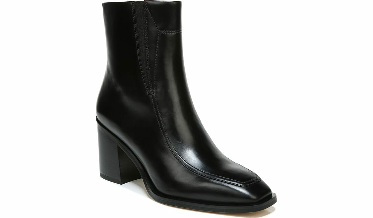Sarto Romana Block Heel Bootie - Black Leather