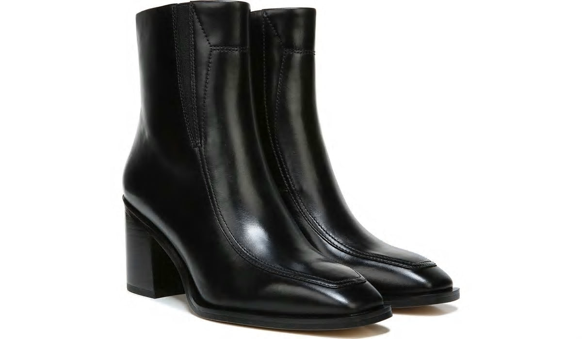 Sarto Romana Block Heel Bootie - Black Leather