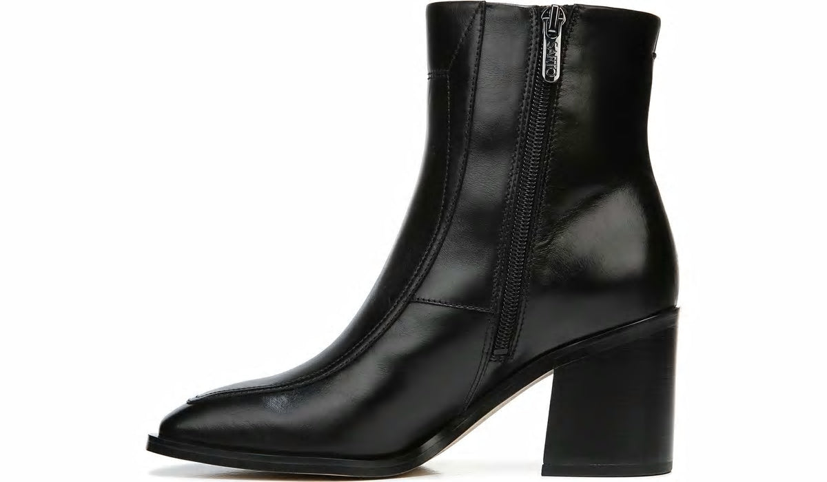 Sarto Romana Block Heel Bootie - Black Leather