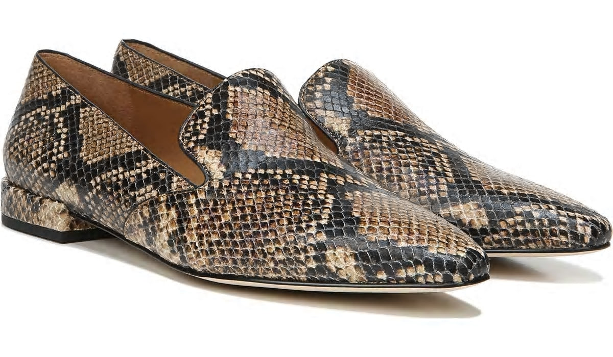 Sarto Parma 2 Flat - Beige Snake Print Leather