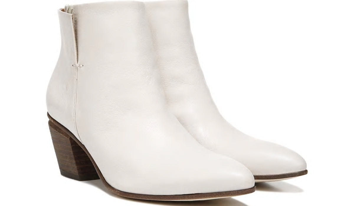 Sarto Kinga Block Heel Bootie - Ecru Leather