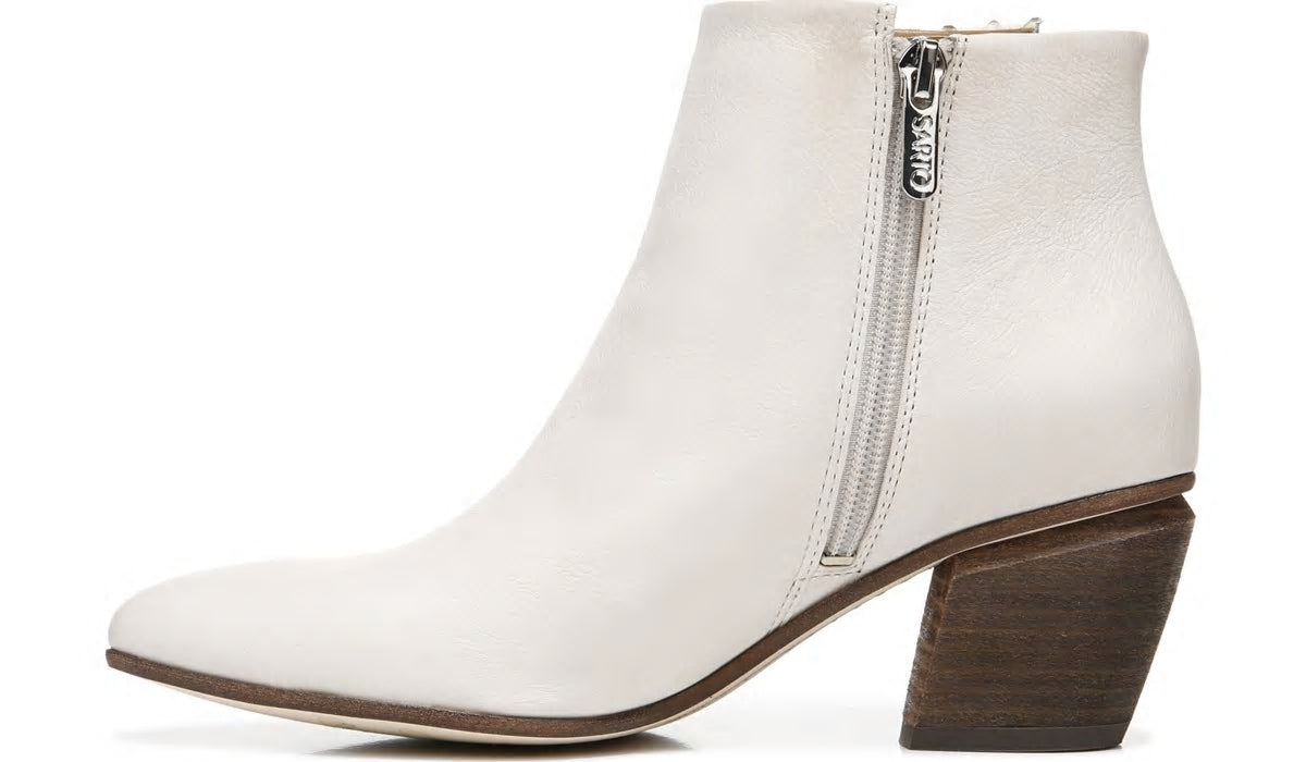 Sarto Kinga Block Heel Bootie - Ecru Leather