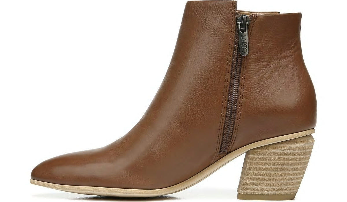 Sarto Kinga Block Heel Bootie - Walnut Leather