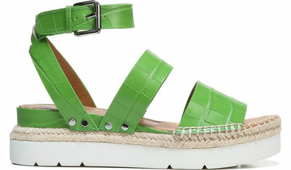 Sarto Calvin Wedge Sandal - Green Crocco Leather