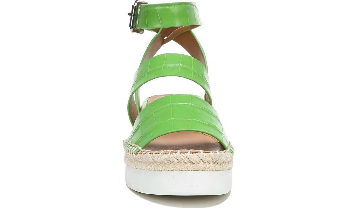 Sarto Calvin Wedge Sandal - Green Crocco Leather