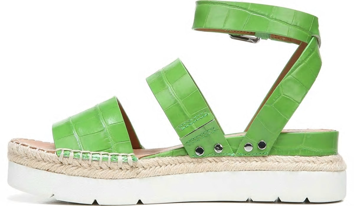 Sarto Calvin Wedge Sandal - Green Crocco Leather