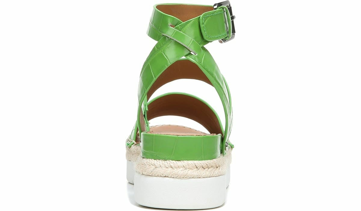 Sarto Calvin Wedge Sandal - Green Crocco Leather