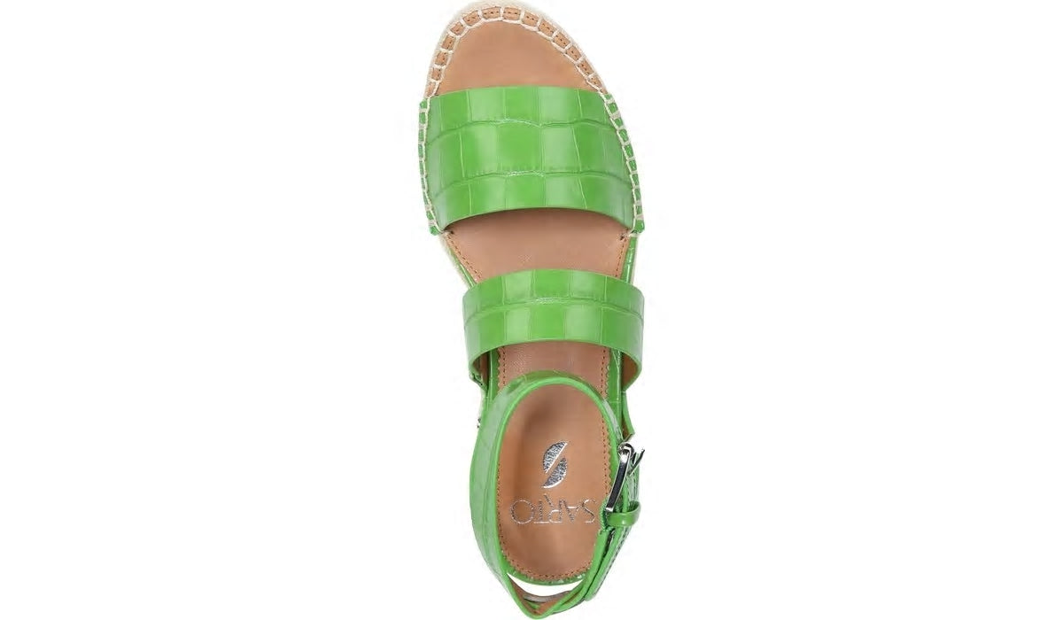 Sarto Calvin Wedge Sandal - Green Crocco Leather
