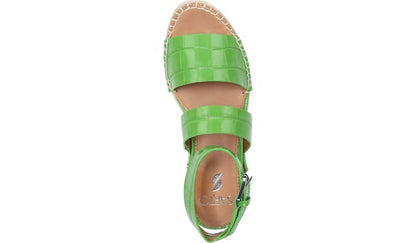 Sarto Calvin Wedge Sandal - Green Crocco Leather