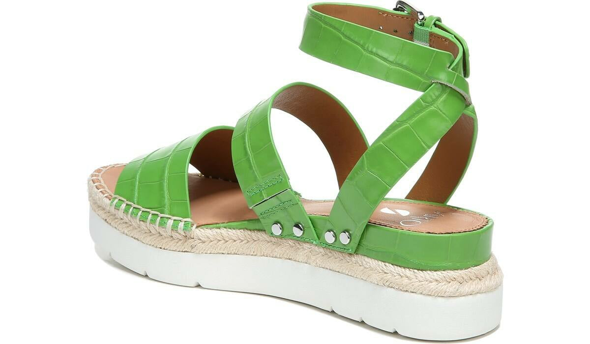 Sarto Calvin Wedge Sandal - Green Crocco Leather