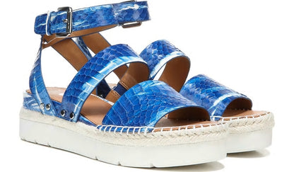 Sarto Calvin Wedge Sandal - Blue Snake Leather