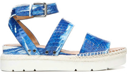Sarto Calvin Wedge Sandal - Blue Snake Leather