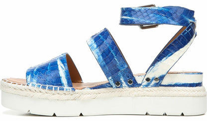 Sarto Calvin Wedge Sandal - Blue Snake Leather