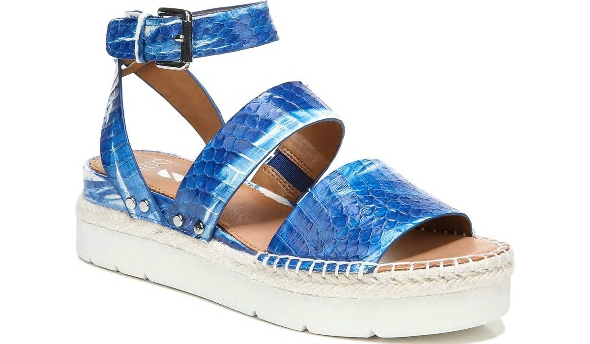 Sarto Calvin Wedge Sandal - Blue Snake Leather