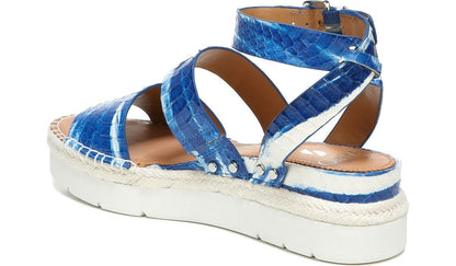Sarto Calvin Wedge Sandal - Blue Snake Leather