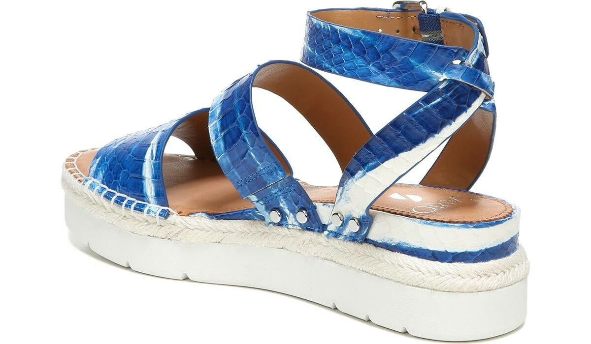Sarto Calvin Wedge Sandal - Blue Snake Leather