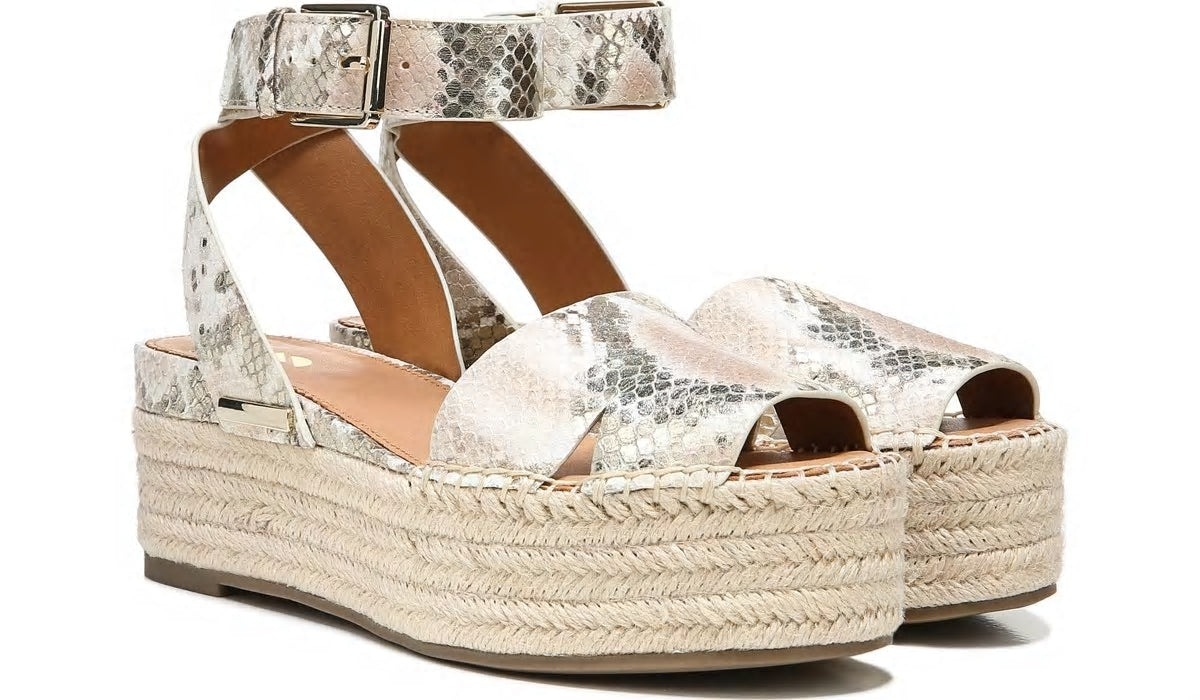 Sarto Lexie Espadrille Platform Sandal - Dusty Rose Snake Leather