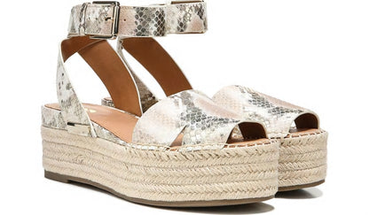 Sarto Lexie Espadrille Platform Sandal - Dusty Rose Snake Leather