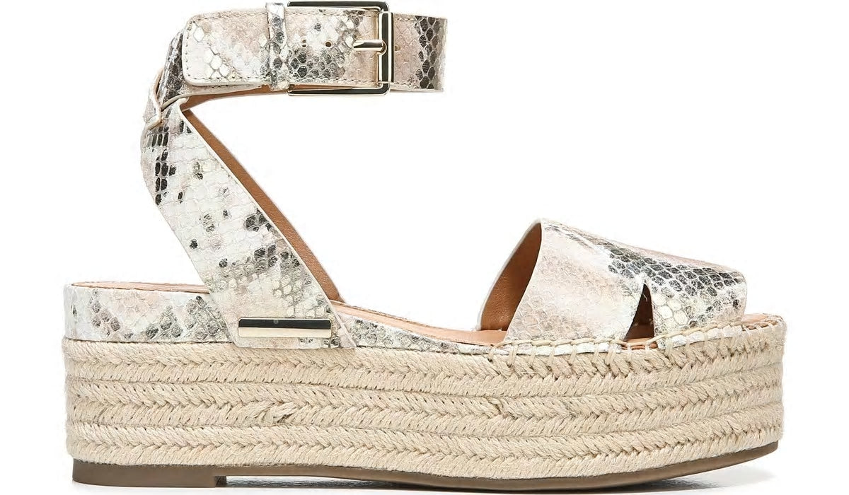 Sarto Lexie Espadrille Platform Sandal - Dusty Rose Snake Leather