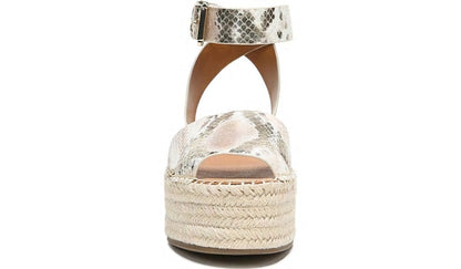 Sarto Lexie Espadrille Platform Sandal - Dusty Rose Snake Leather