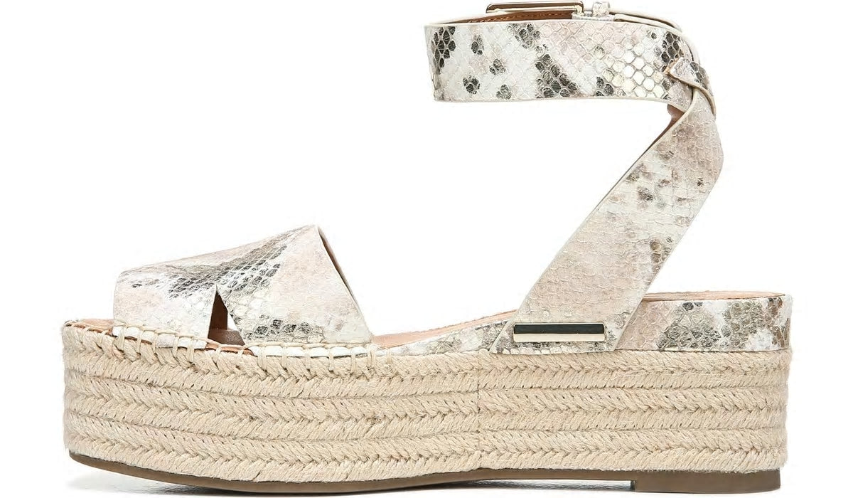 Sarto Lexie Espadrille Platform Sandal - Dusty Rose Snake Leather