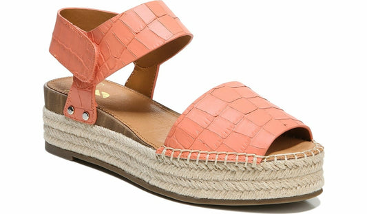 Sarto Oak Espadrille Sandal - Coral Crocco Leather