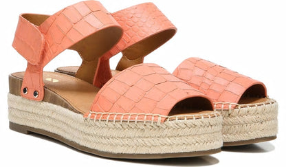 Sarto Oak Espadrille Sandal - Coral Crocco Leather