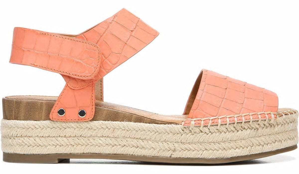 Sarto Oak Espadrille Sandal - Coral Crocco Leather