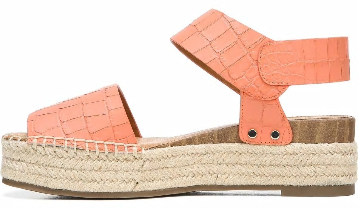 Sarto Oak Espadrille Sandal - Coral Crocco Leather