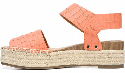 Sarto Oak Espadrille Sandal - Coral Crocco Leather