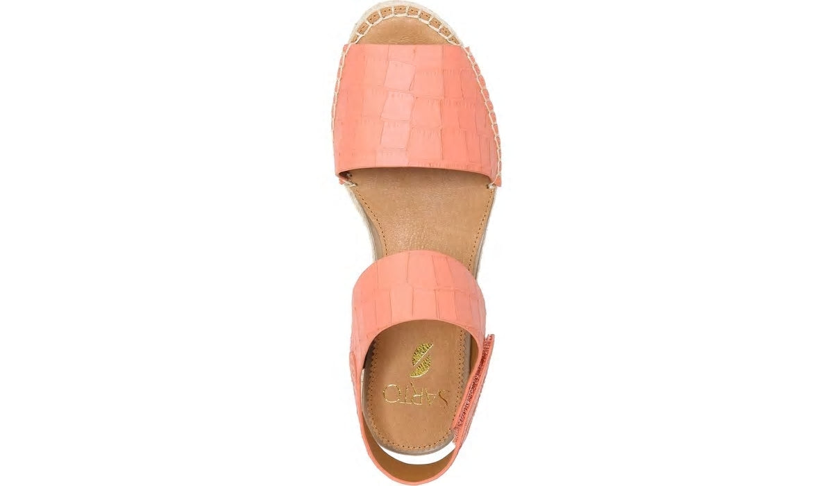 Sarto Oak Espadrille Sandal - Coral Crocco Leather