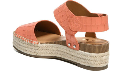 Sarto Oak Espadrille Sandal - Coral Crocco Leather