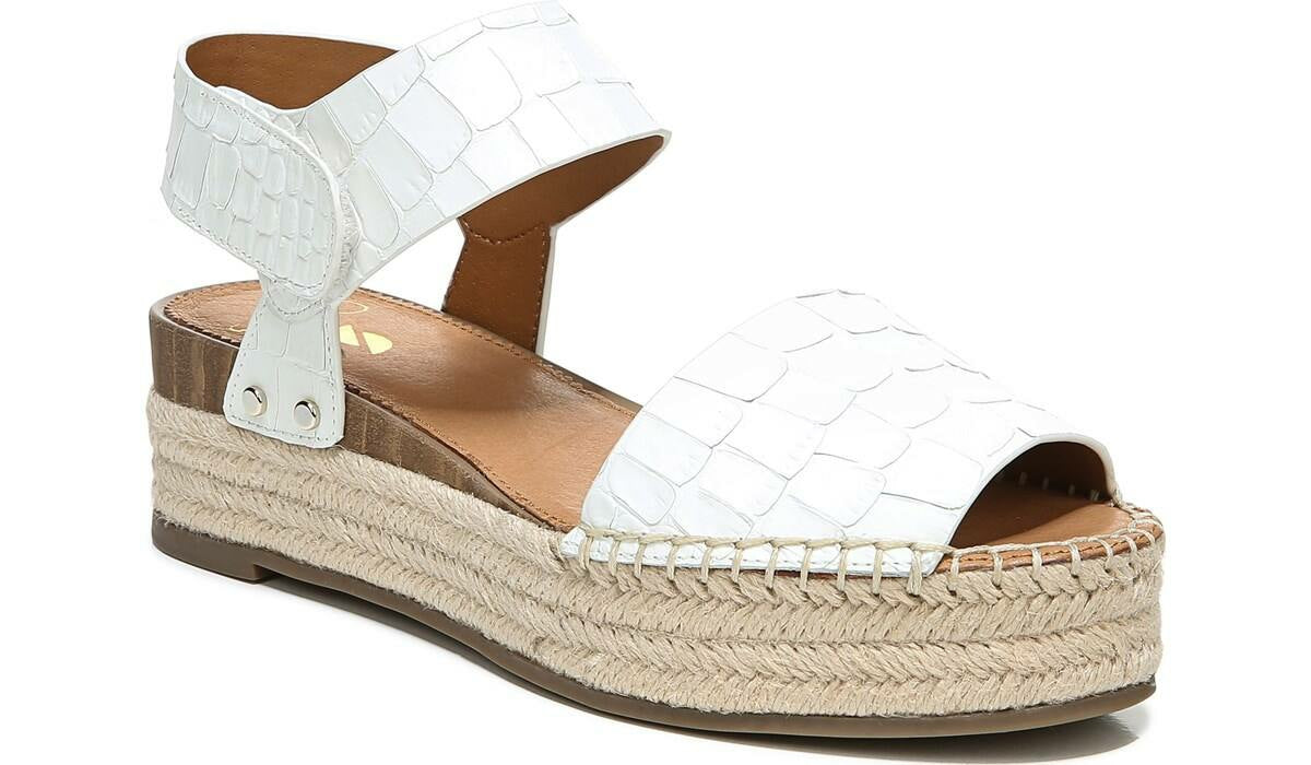 Sarto Oak Espadrille Sandal - White Crocco Leather