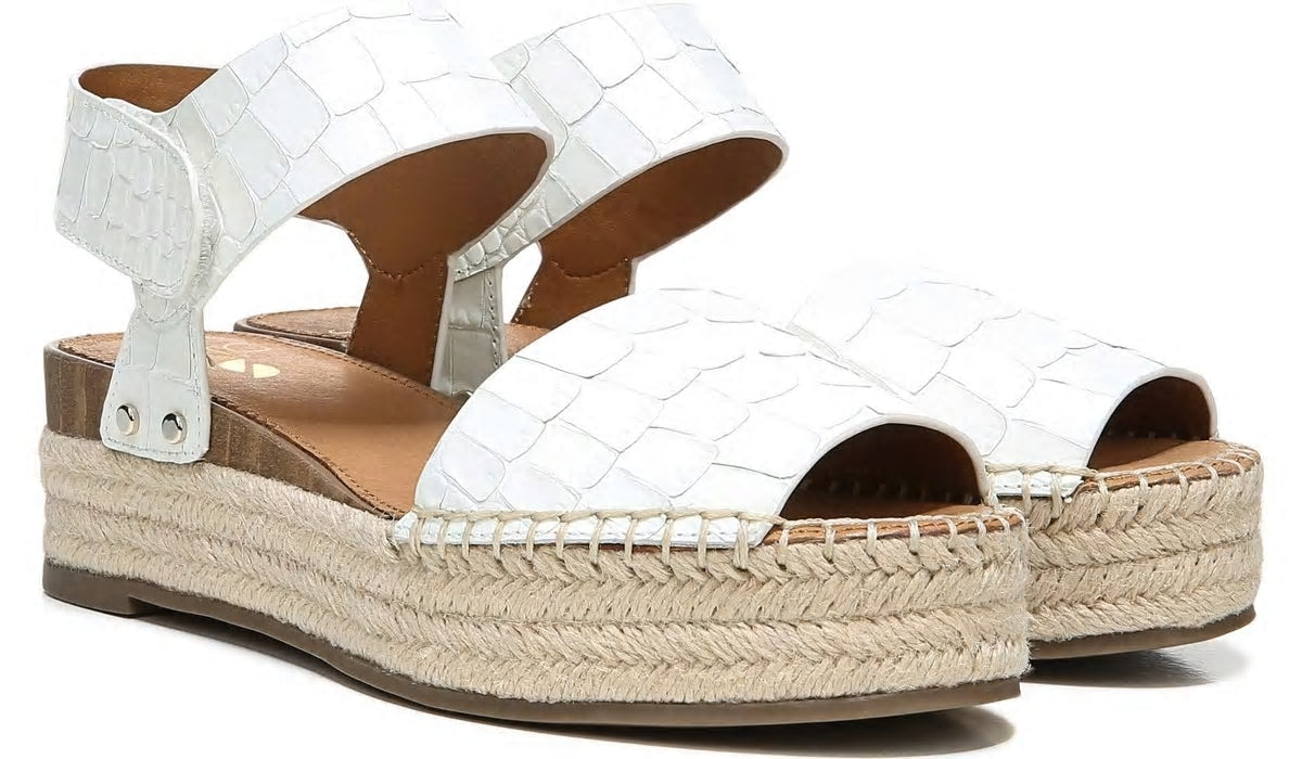 Sarto Oak Espadrille Sandal - White Crocco Leather