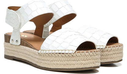 Sarto Oak Espadrille Sandal - White Crocco Leather